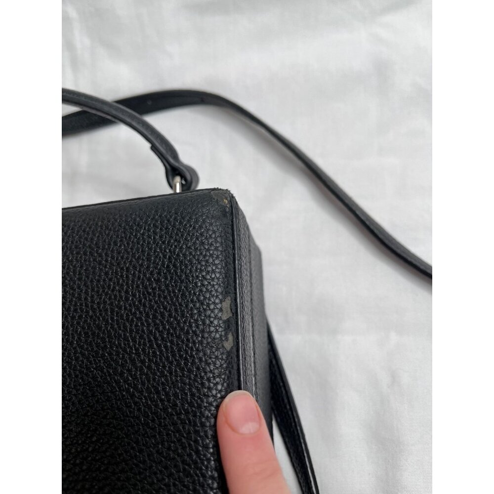 Brandon Blackwood Top Handle Small Trunk Bag Purse Black Pebbled Leather - Picture 4 of 12